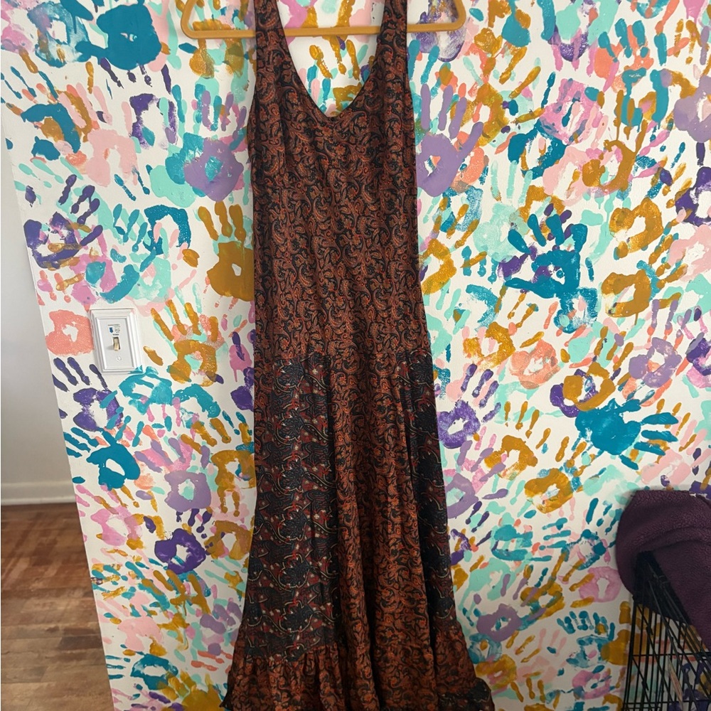 Chic Black and Orange Maxi Dress